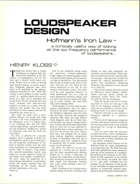 klh speaker history