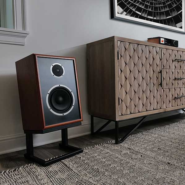 model three bookshelf speaker on stand