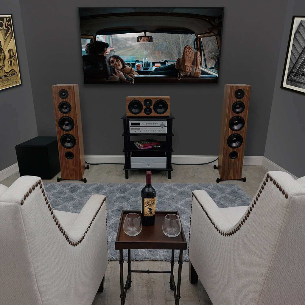 walnut floorstanding speaker