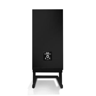 Black speaker, backside, with a control panel