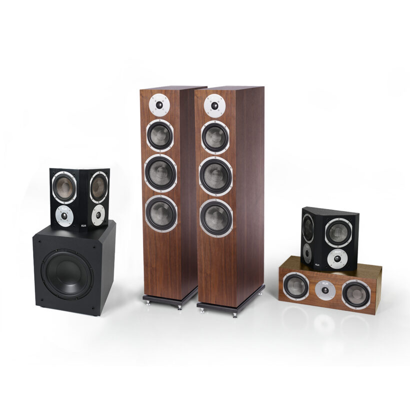 Kendall walnut floorstanding speakers with Stratton 10inch subwoofer home theater system